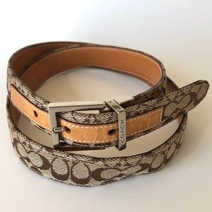 Coach Tan Reversible Monogrammed Belt